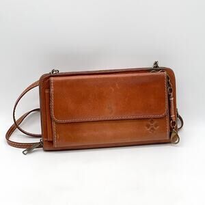 PATRICIA NASH Azario Smooth Leather Crossbody Organizer Wallet Womens Cognac